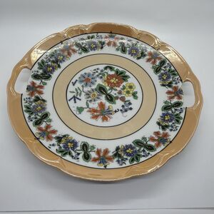 Vintage Bavaria Floral Porcelain Decorative Serving Plate With Handles